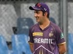 Gautam Gambhir during a practice session ahead of IPL match between Kolkata Knight Riders and Mumbai Indians 