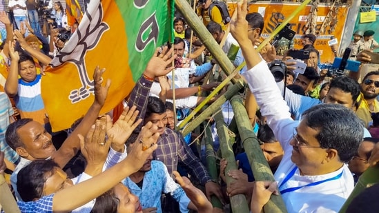 The ruling Bharatiya Janata Party (BJP) returned to power in Tripura by winning an absolute majority.(PTI)