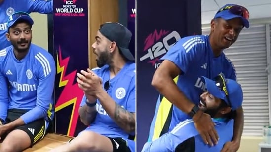 Incredible scenes inside the Indian dressing room featuring Axar Patel, Virat Kohli, Rahul Dravid, Ravindra Jadeja