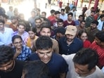 UPSC aspirants seen entering an examination centre in Patna. (Photo Credits: Santosh Kumar)