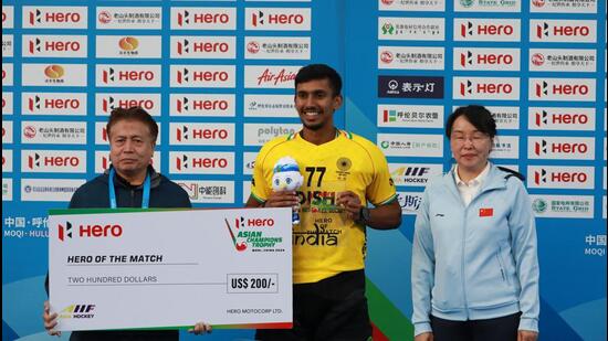 Goalkeeper Suraj Karkera gave a good account of himself in India’s winning campaign at Asian Champions Trophy. (HI)