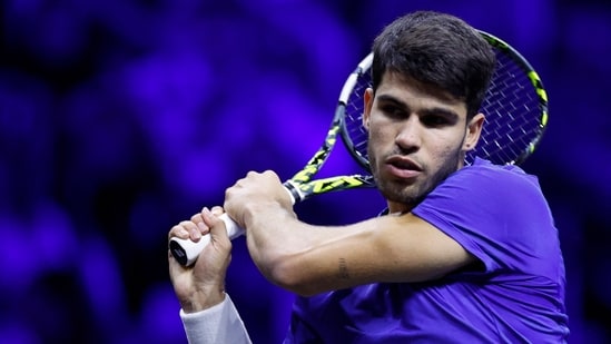 Spain's Carlos Alcaraz in action.(AFP)